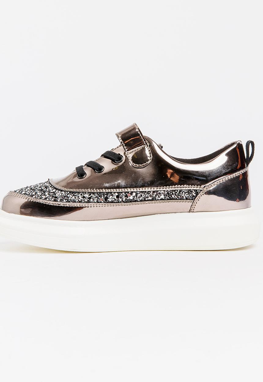 Pop Candy - Girls Metallic Sneaker Grey