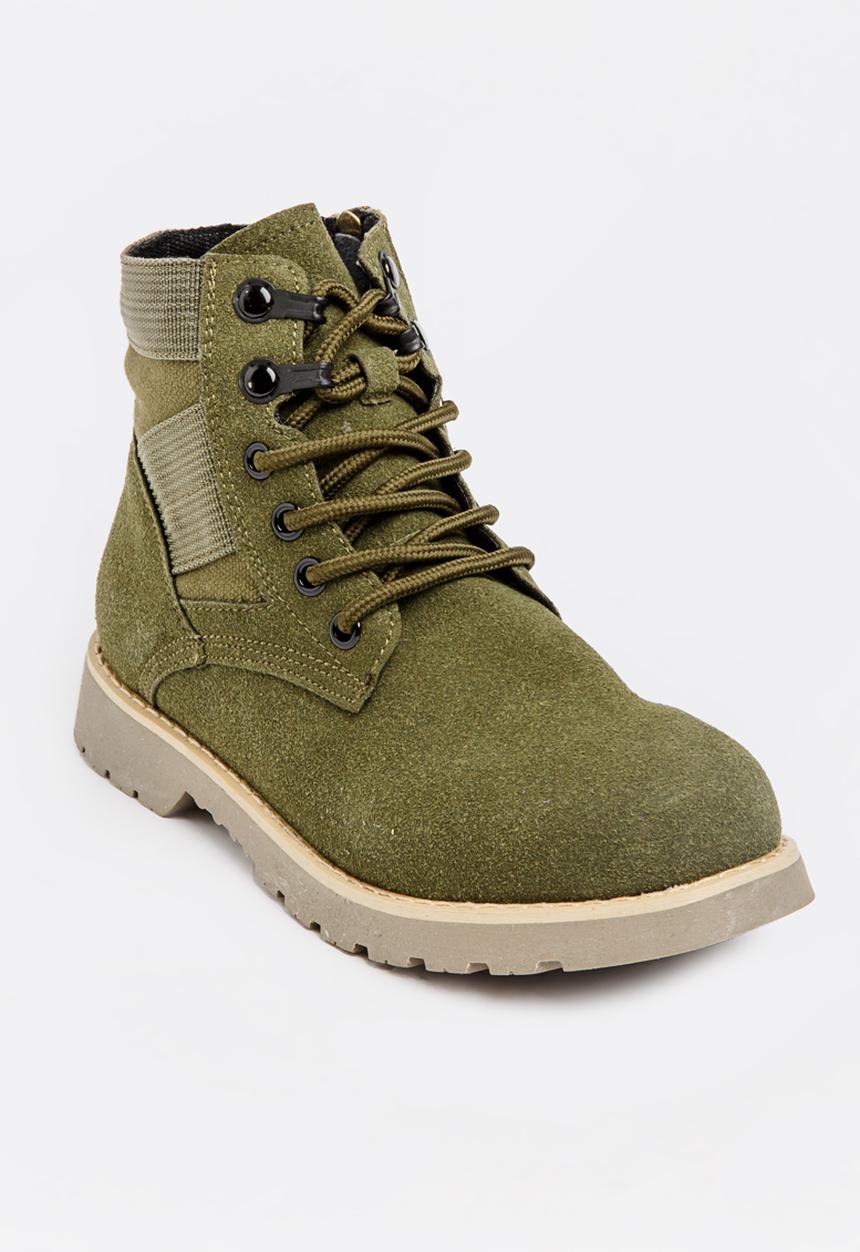 Pop Candy - Boys Combat Boot Khaki Green