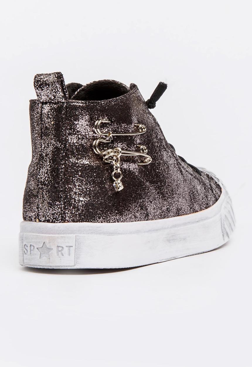 Pop Candy - Boys Metallic Sneaker Black