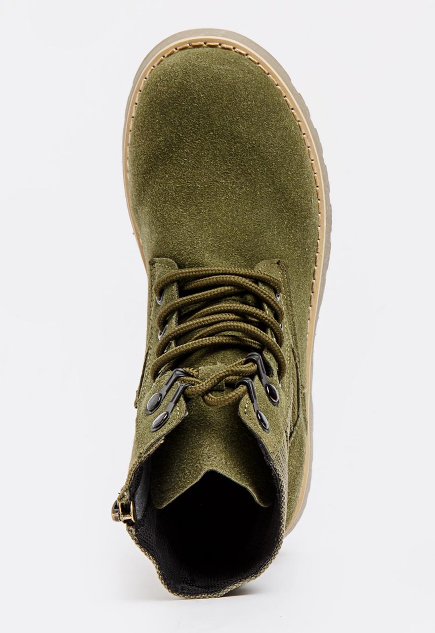 Pop Candy - Boys Combat Boot Khaki Green