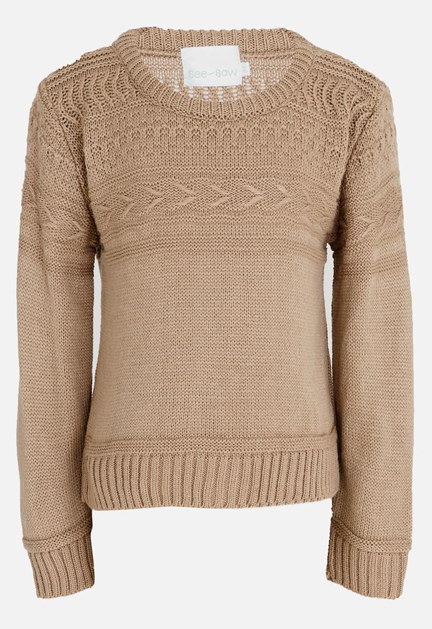 See-Saw - Cable Knit Jersey Taupe