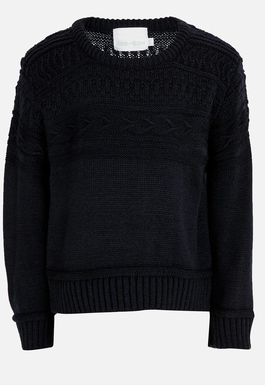 See-Saw - Cable Knit Jersey Navy