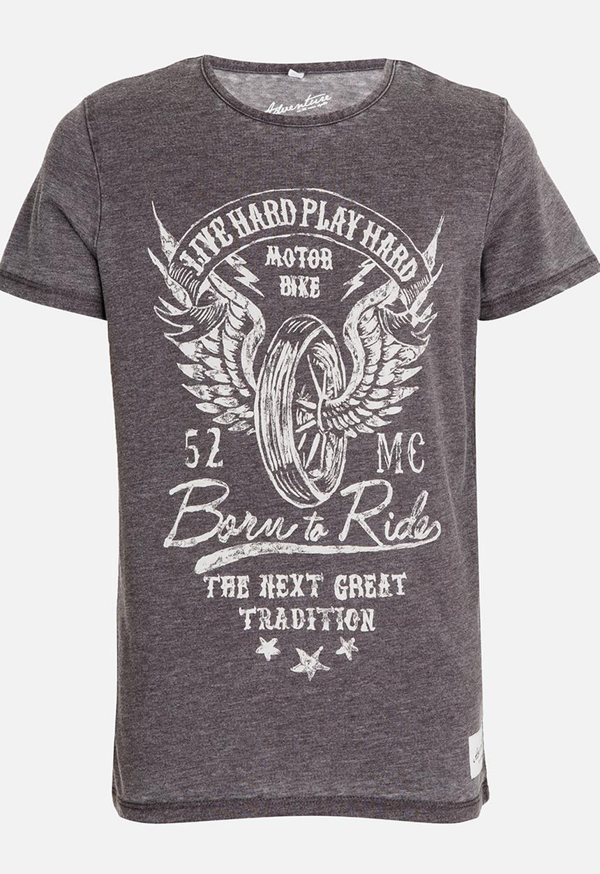 Name It - Printed Tee Dark Grey