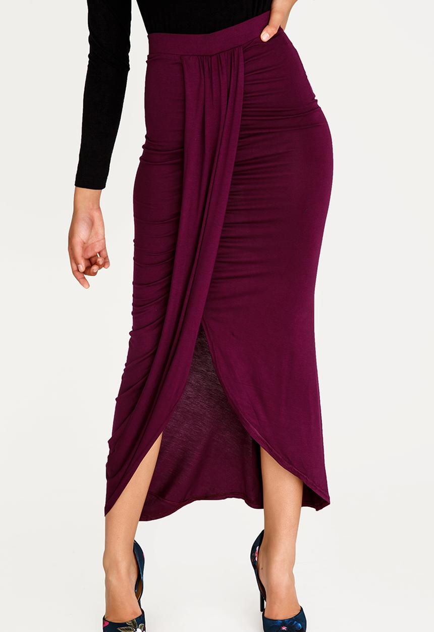 STYLE REPUBLIC - Drape Maxi Skirt Burgundy