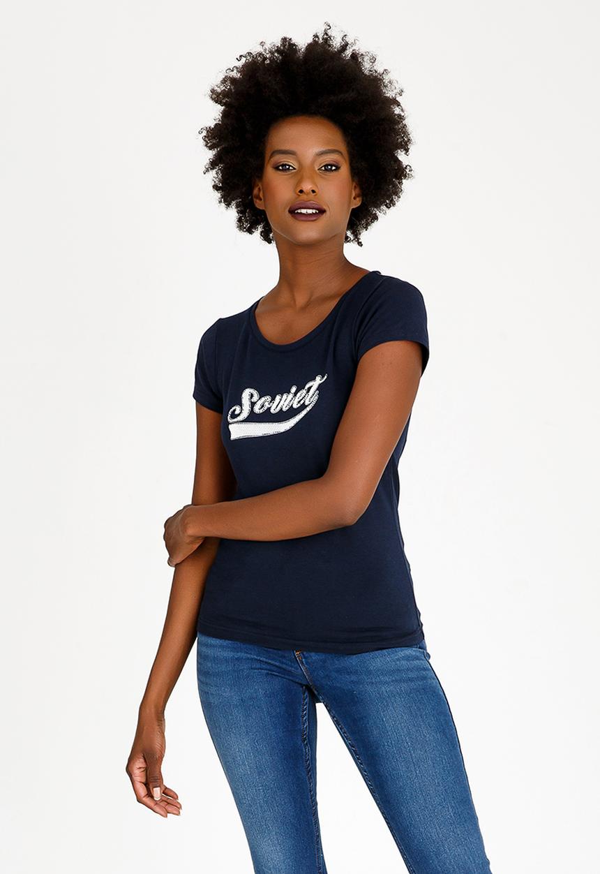 SOVIET - Crawford Crew Neck T-Shirt Navy