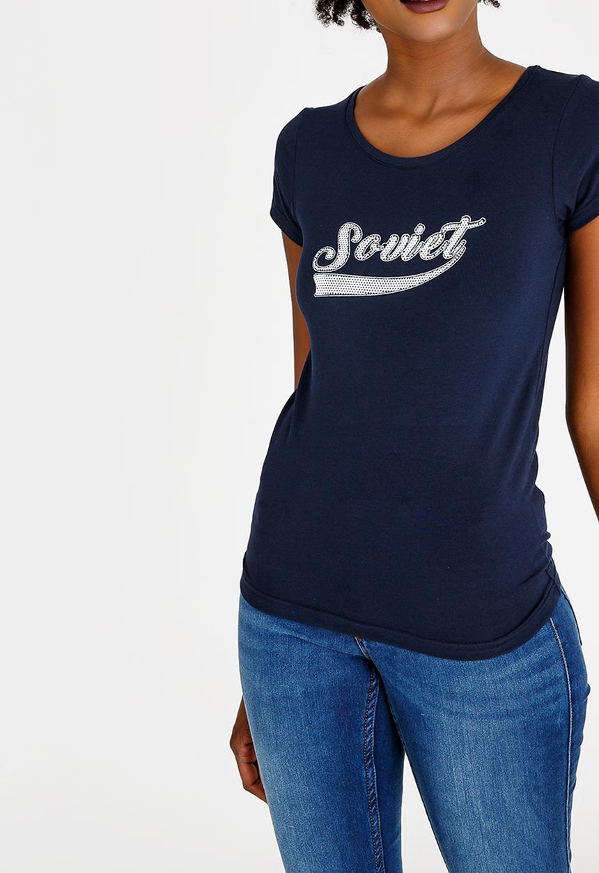 SOVIET - Crawford Crew Neck T-Shirt Navy