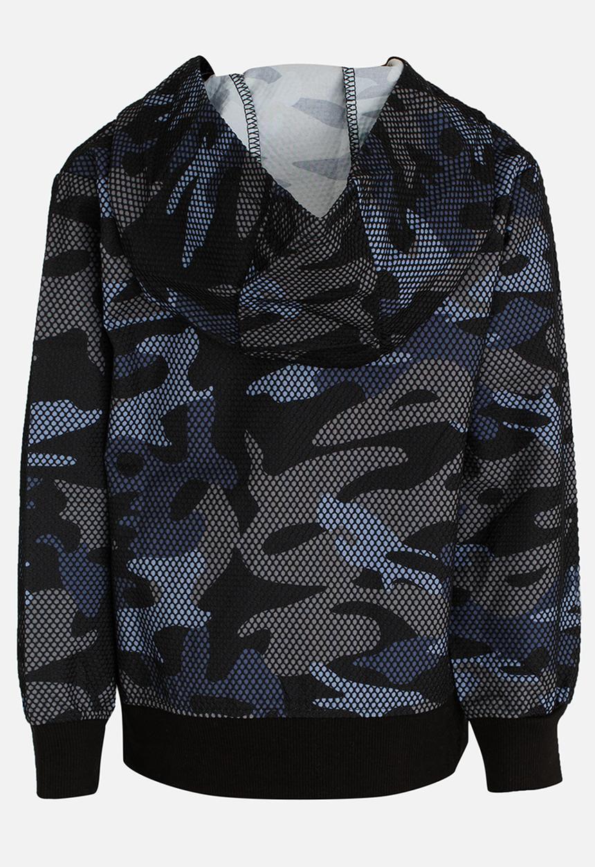 Pop Candy - Hooded Mesh Camo Jacket Grey