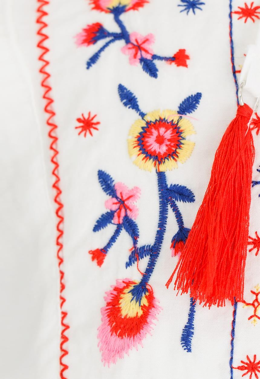 Pop Candy - Dress with Embroidery Detail White