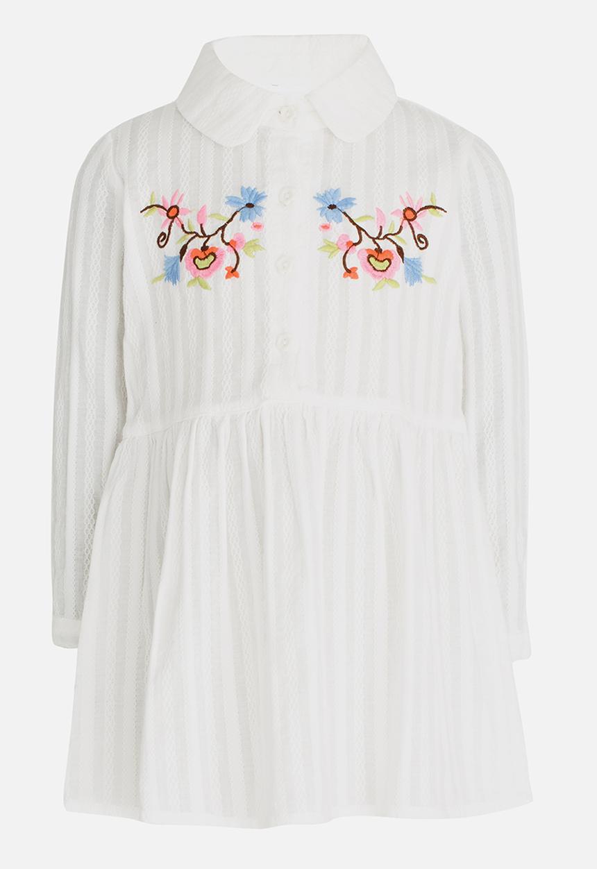 Pop Candy - Longsleeve Embroided Dress White