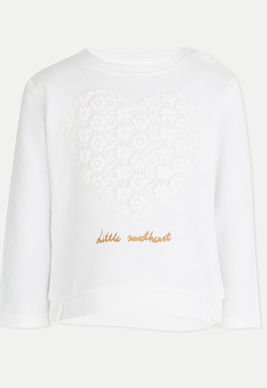 Pop Candy - Embellished Sweater with Lace detail White