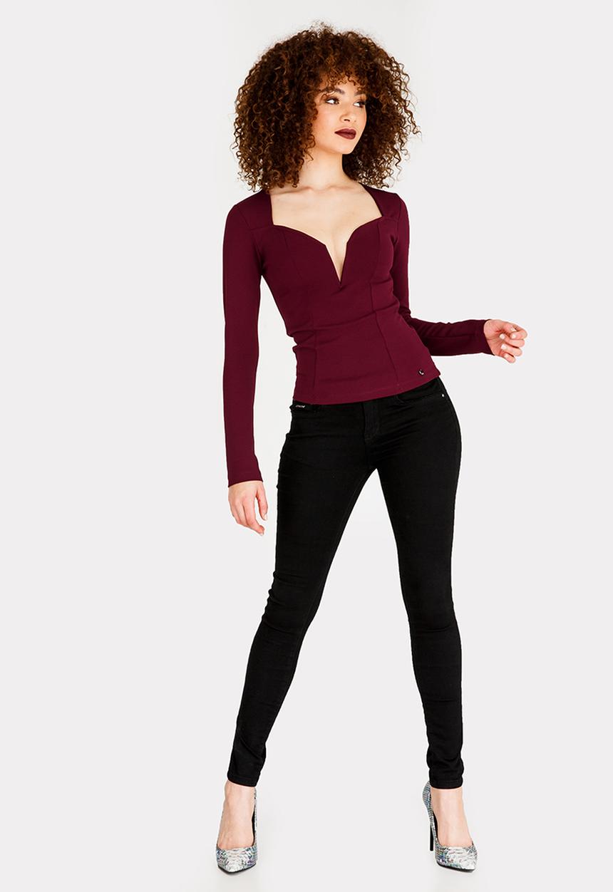 SISSY BOY - Sweetheart Neck Top Burgundy