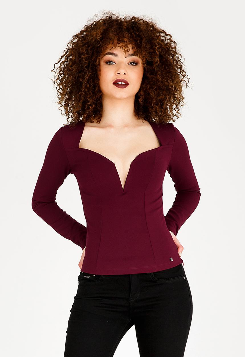 SISSY BOY - Sweetheart Neck Top Burgundy