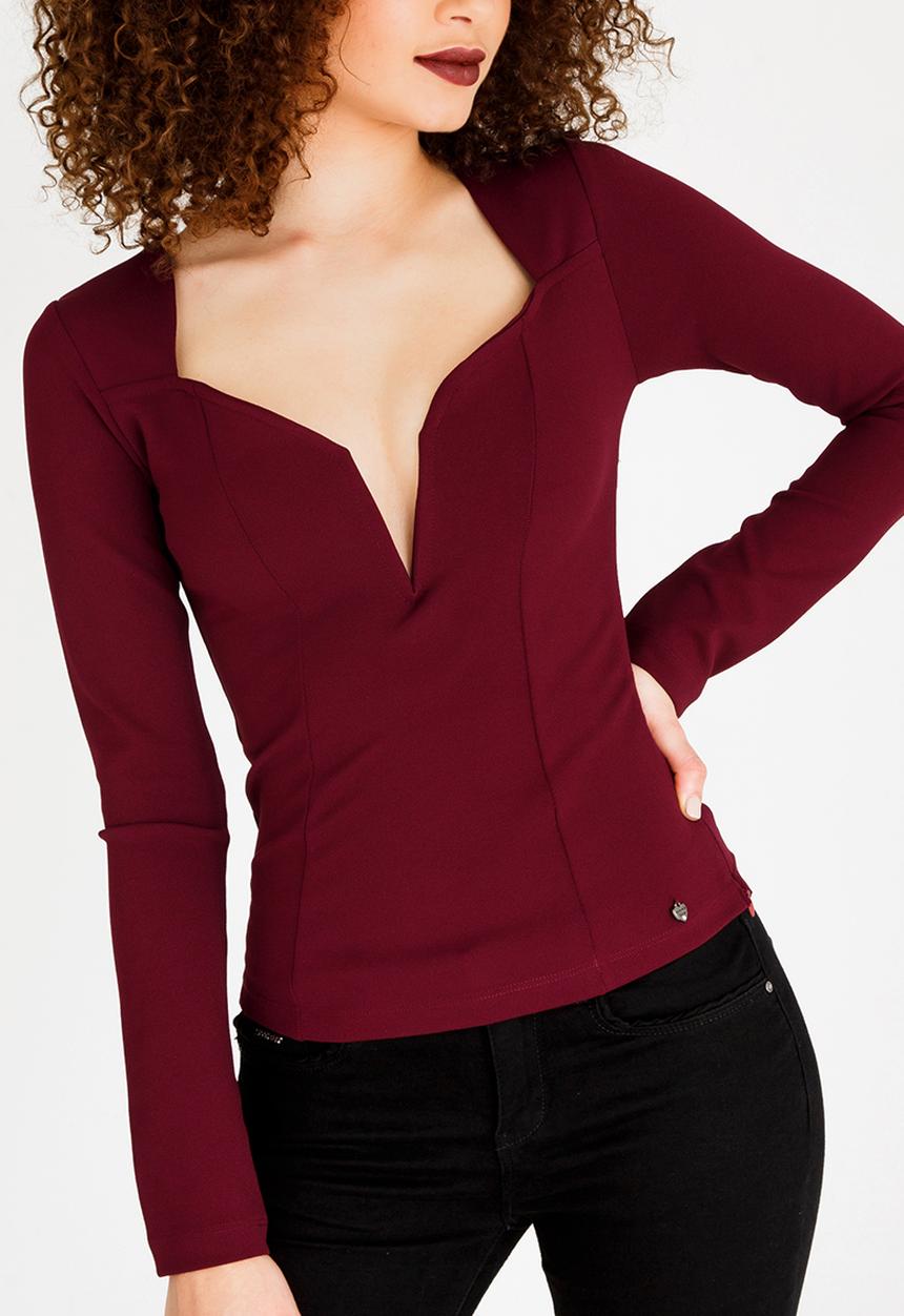 SISSY BOY - Sweetheart Neck Top Burgundy