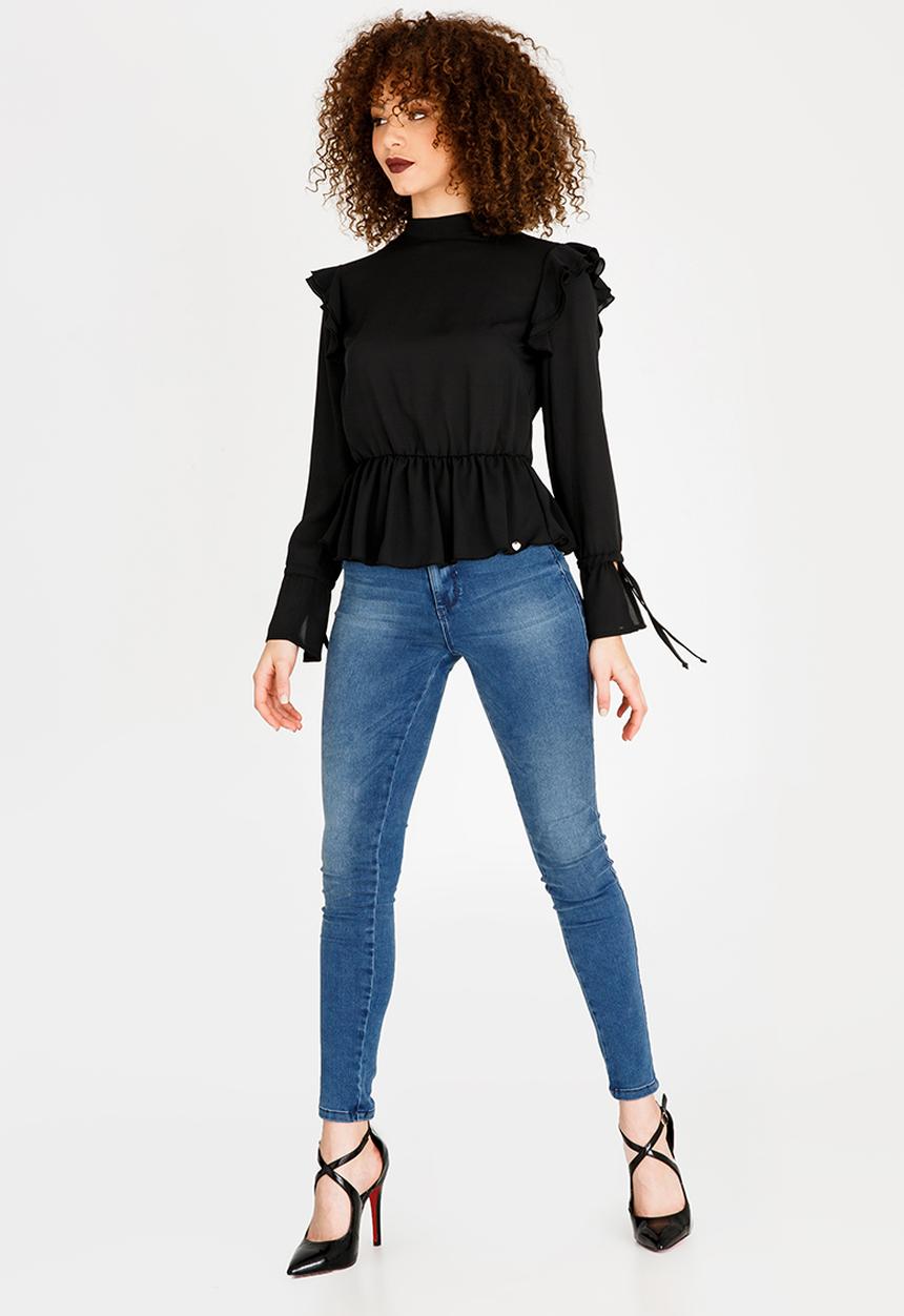 SISSY BOY - Ruffle Detail Blouse Black