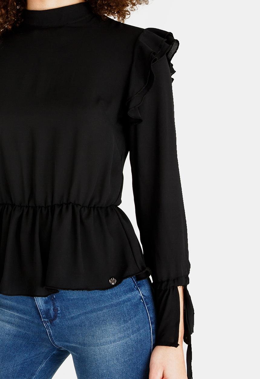 SISSY BOY - Ruffle Detail Blouse Black