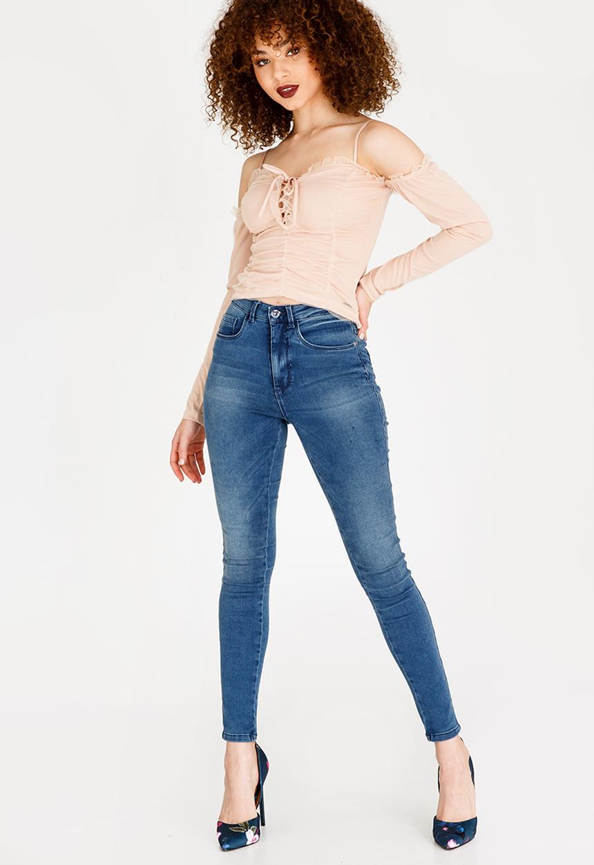 SISSY BOY - Lace-up Detail Top Nude