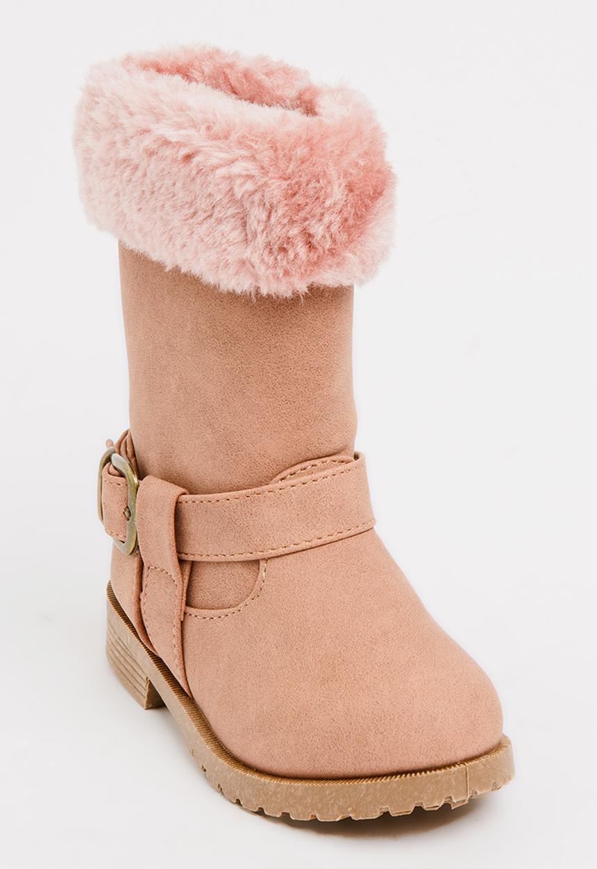Jumbo - Boot with fluffy trim - mid pink