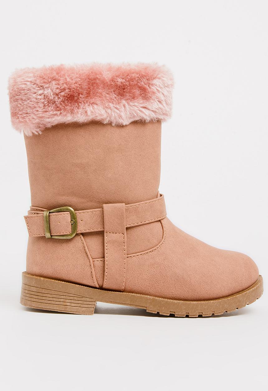 Jumbo - Boot with fluffy trim - pink