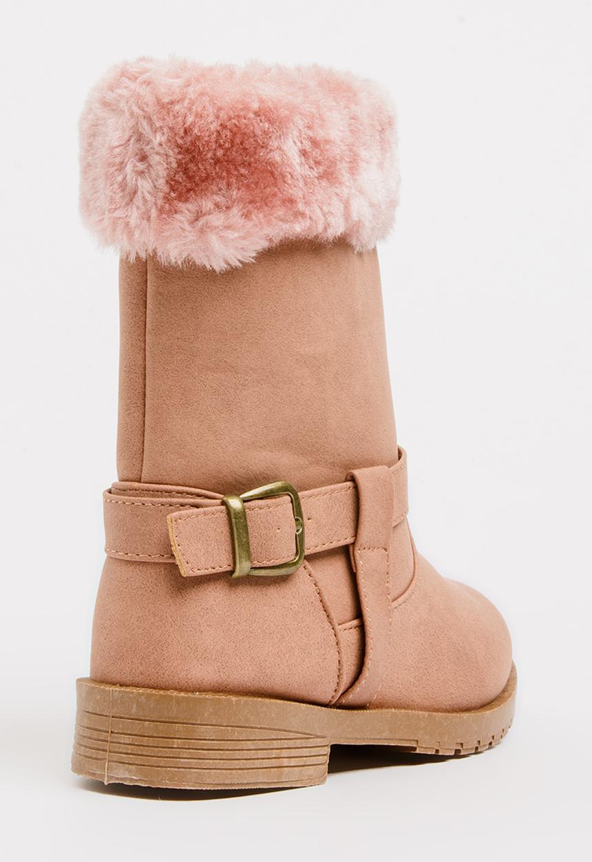 Jumbo - Boot with fluffy trim - pink