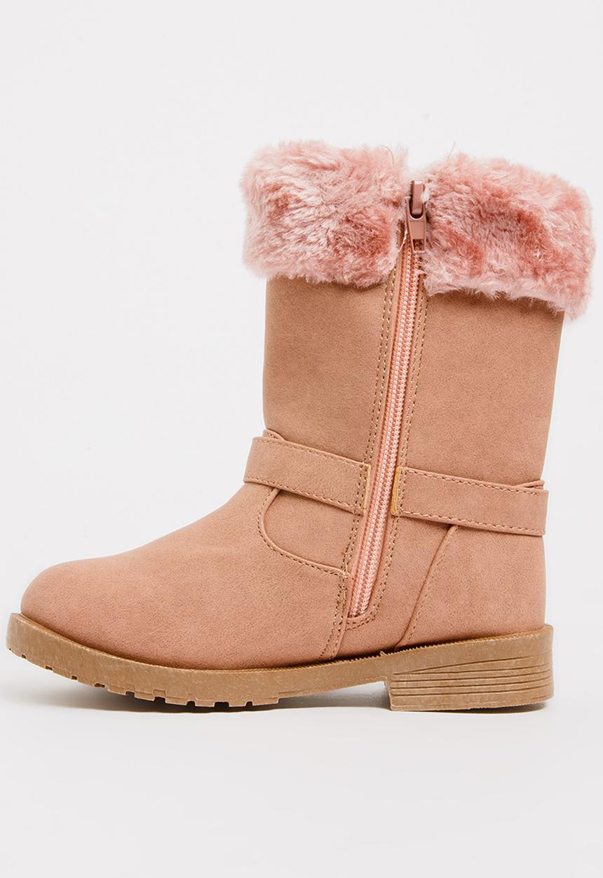 Jumbo - Boot with fluffy trim - pink