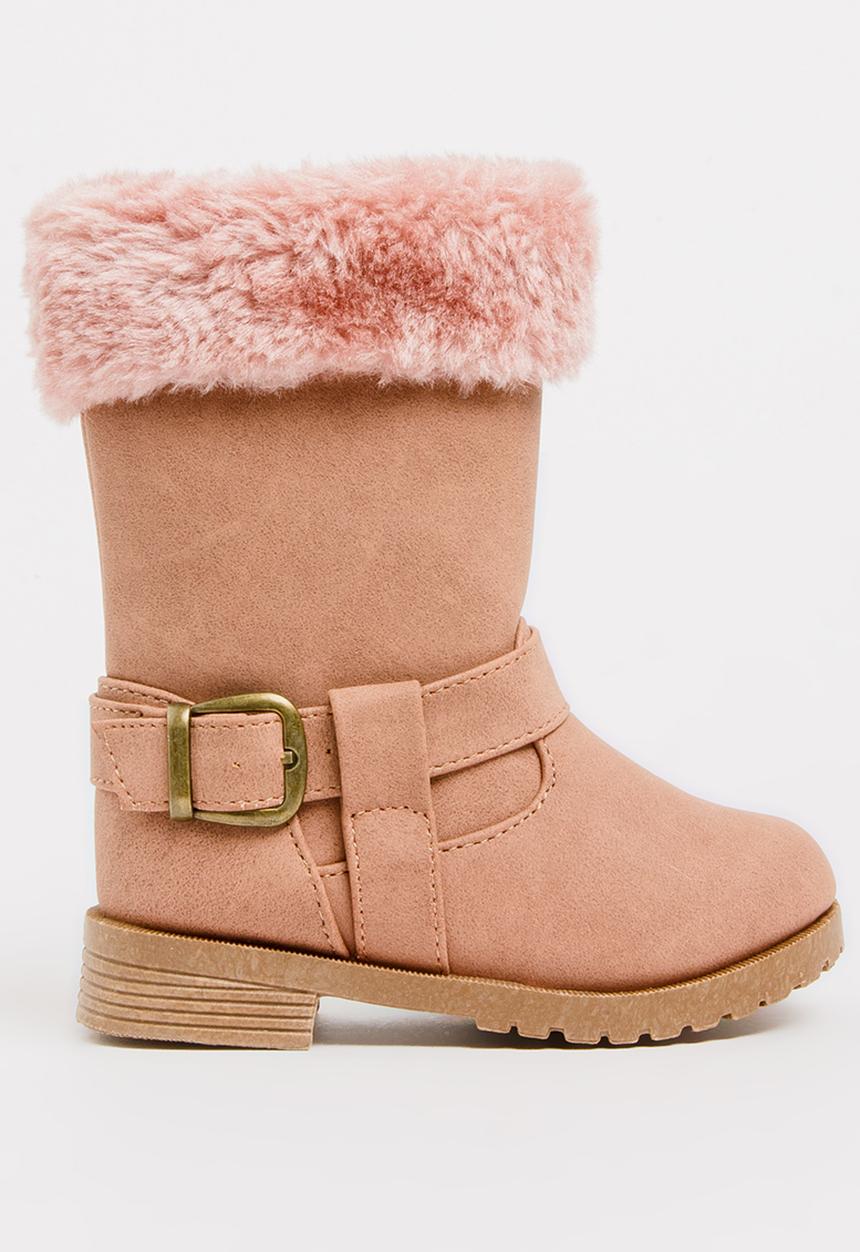 Jumbo - Boot with fluffy trim - mid pink