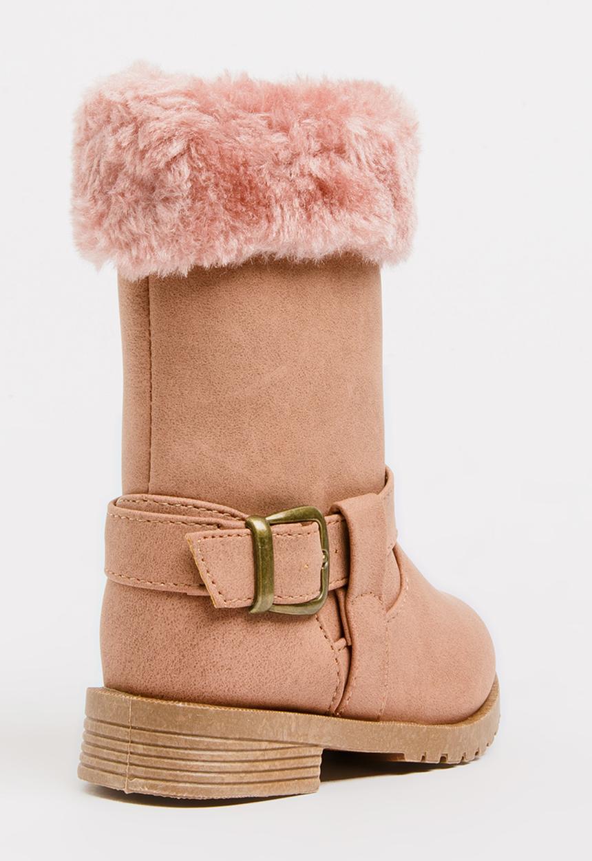 Jumbo - Boot with fluffy trim - mid pink