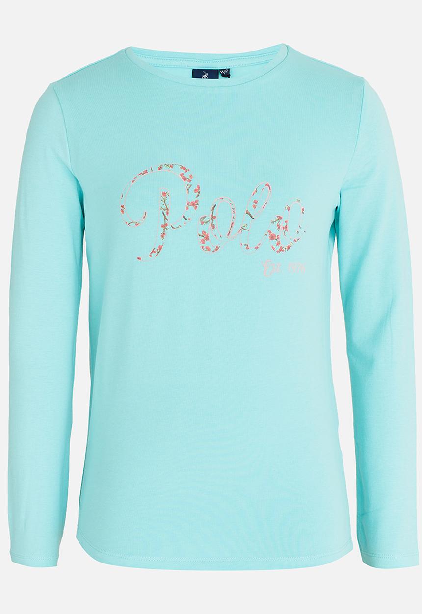 POLO - Kayla LS Printed Tee Turquoise
