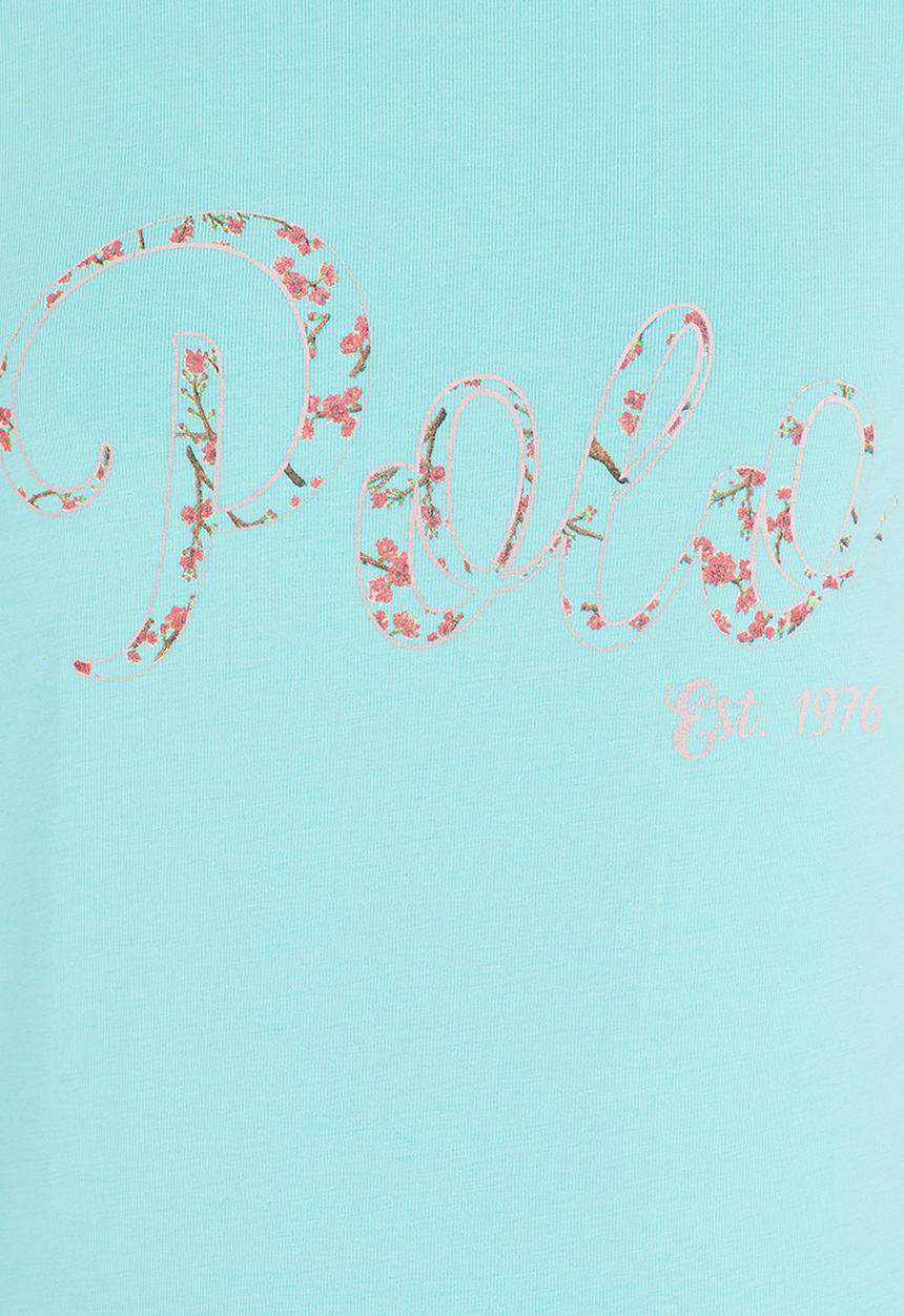 POLO - Kayla LS Printed Tee Turquoise