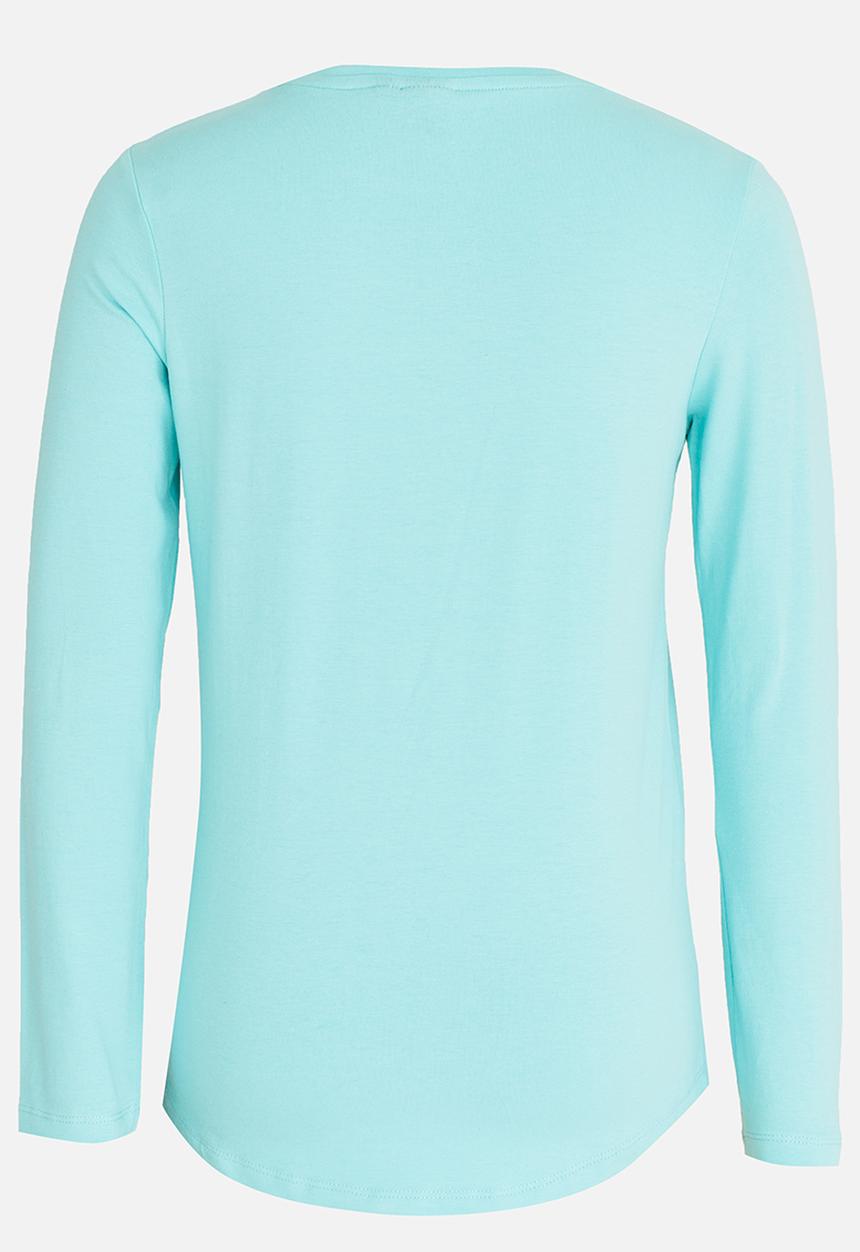 POLO - Kayla LS Printed Tee Turquoise