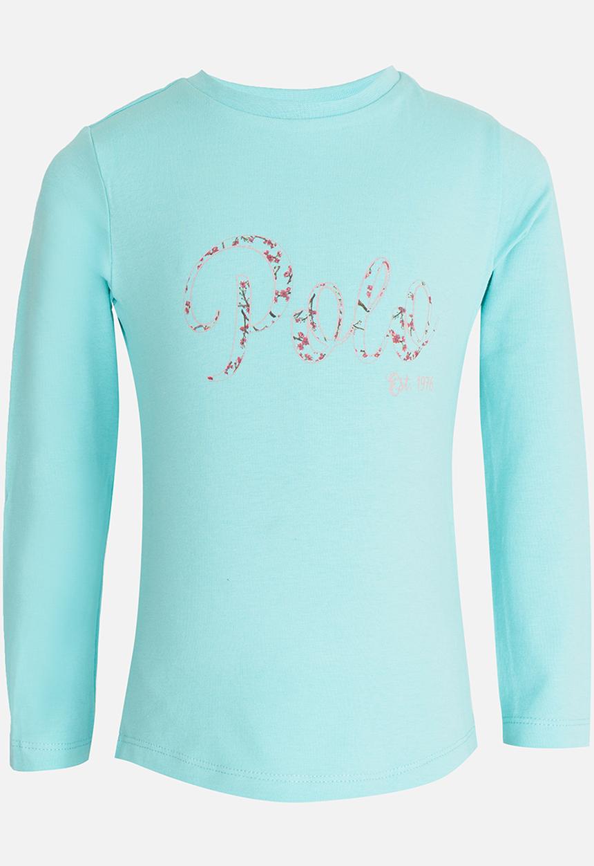 POLO - Kayla LS Printed Tee Turquoise