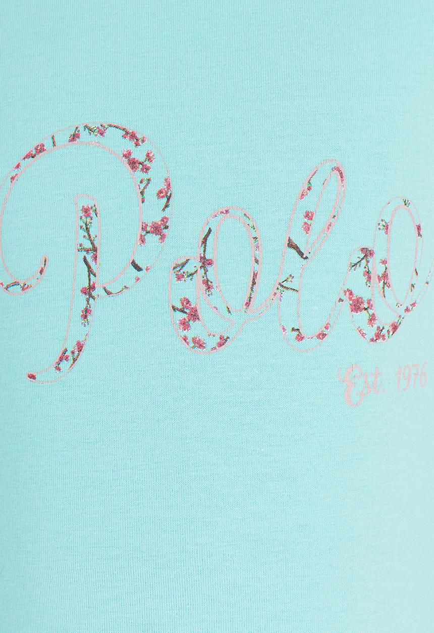 POLO - Kayla LS Printed Tee Turquoise