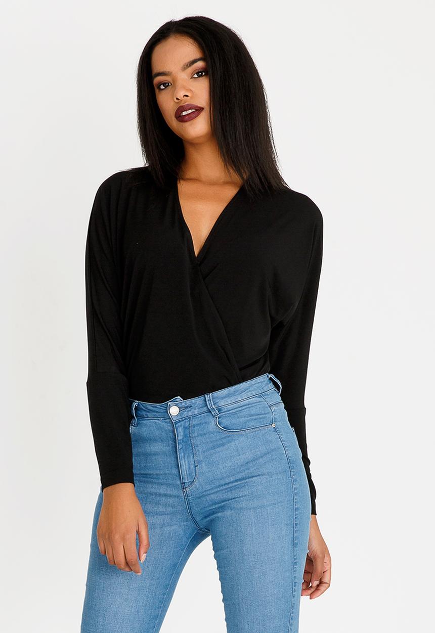 STYLE REPUBLIC - Wrap Detail Bodysuit Black