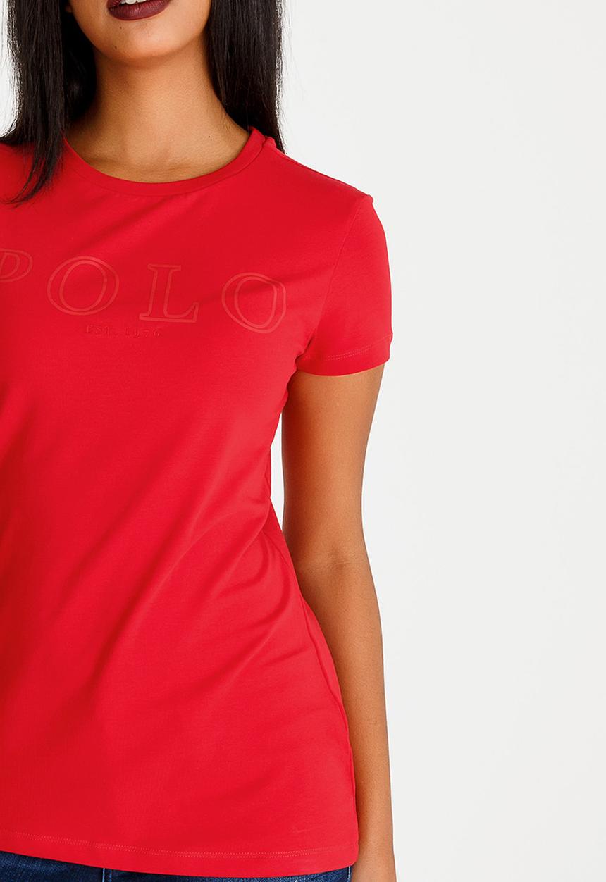 POLO - Cara Logo Printed Tee Red