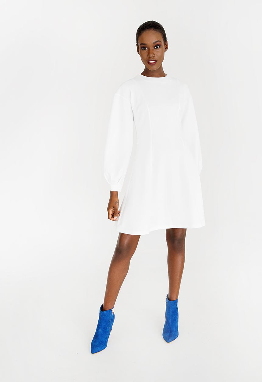 STYLE REPUBLIC - Fit and Flare Volume Dress Off White