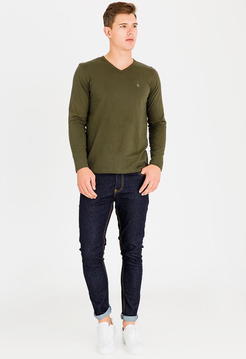 UrbanArt - Zander Crew Neck Top Khaki Green