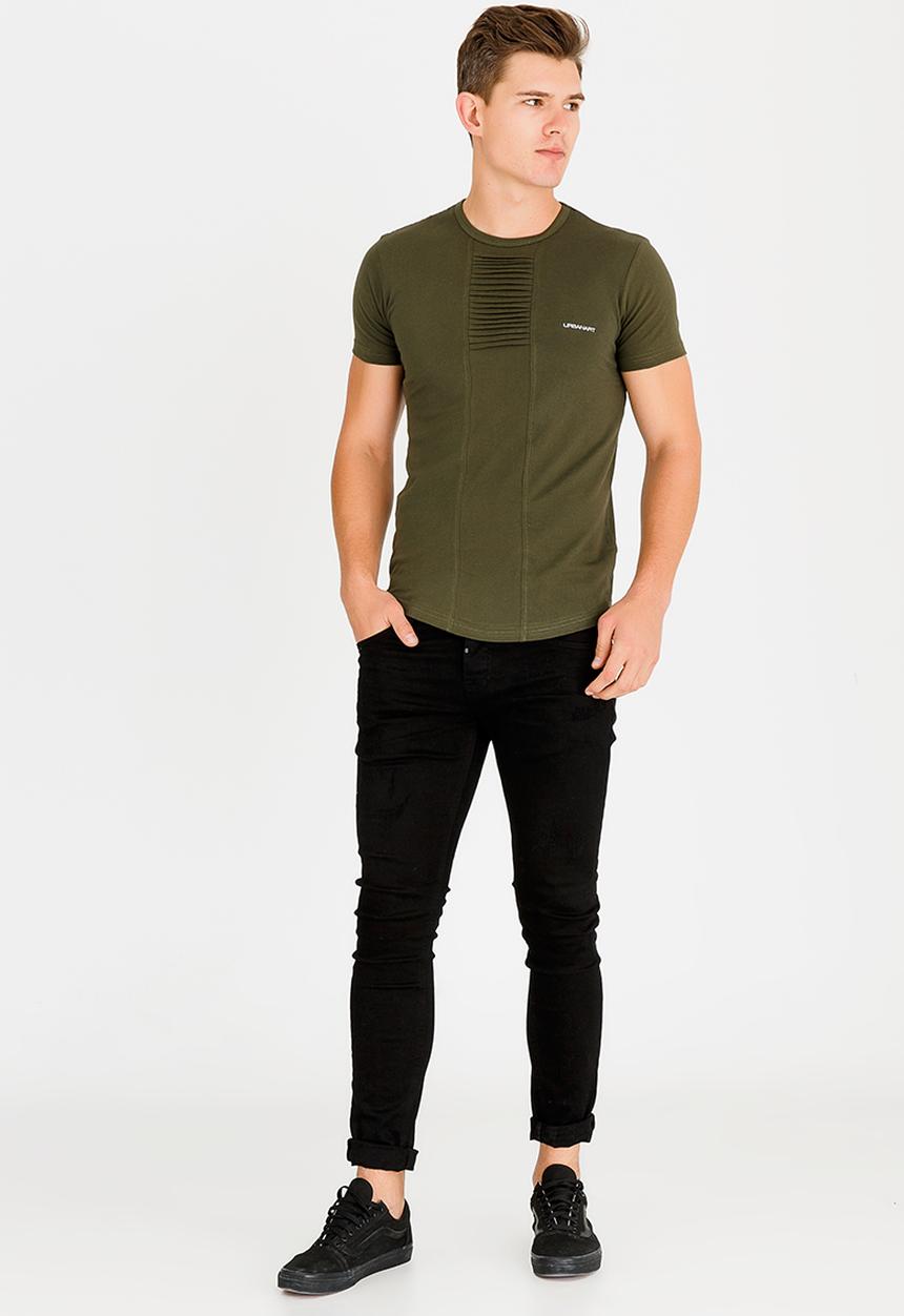 UrbanArt - Strip Crew Neck Top Khaki Green