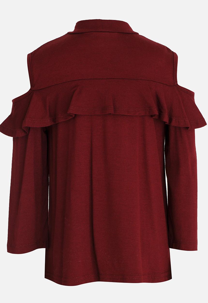 See-Saw - Cold Shoulder Top Burgundy
