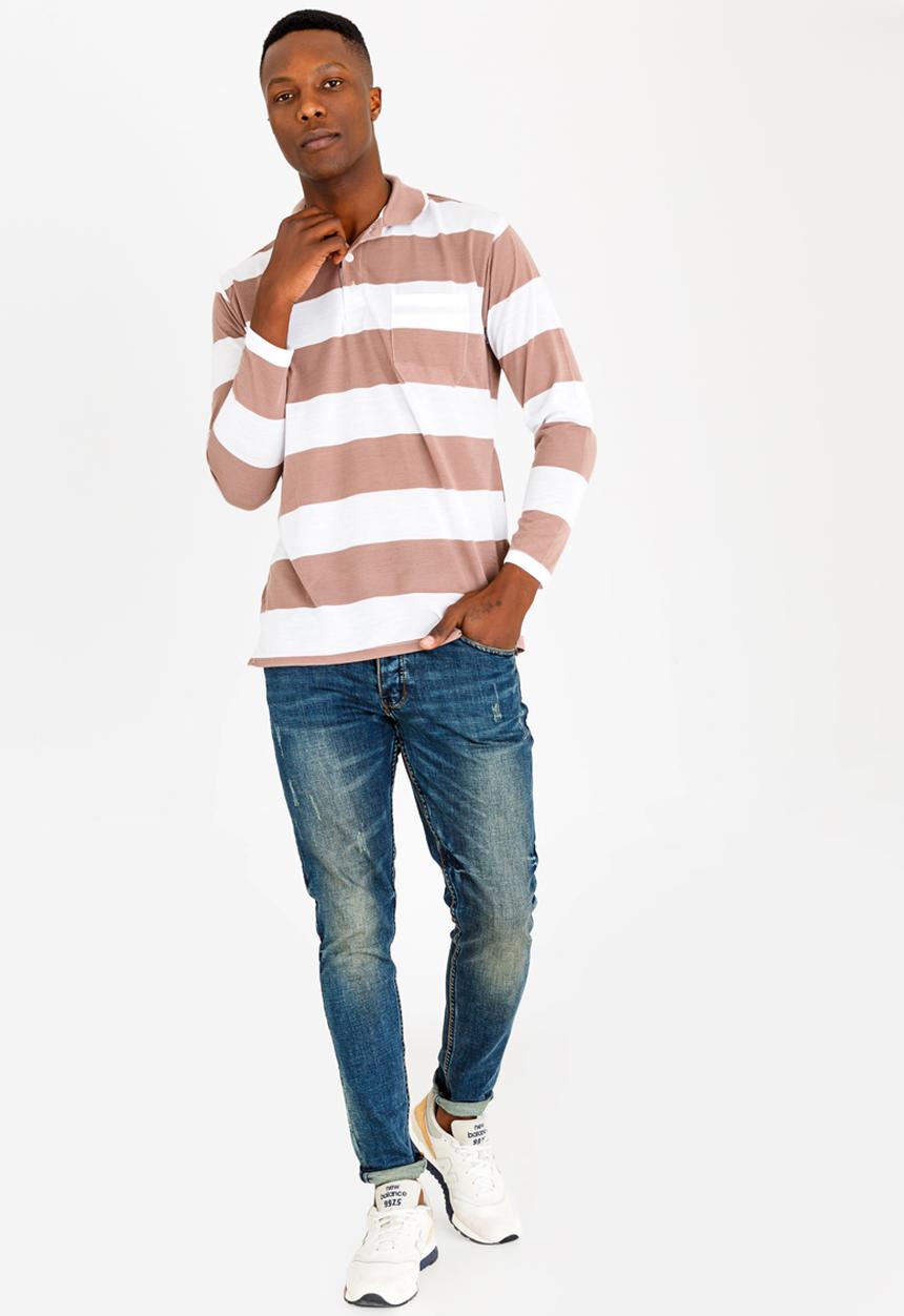 STYLE REPUBLIC - Broad Stripe Golfer Brown