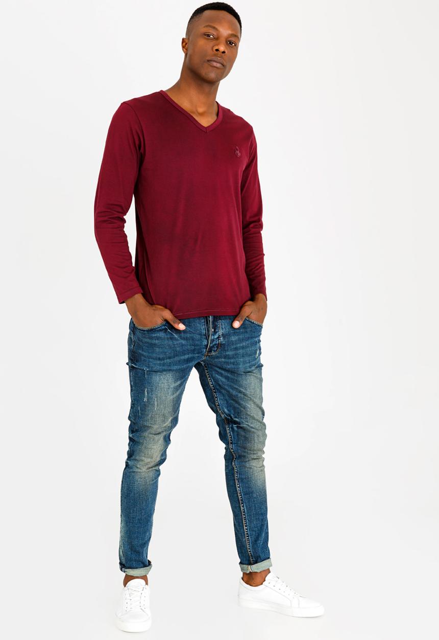 UrbanArt - Zander Crew Neck Top Burgundy