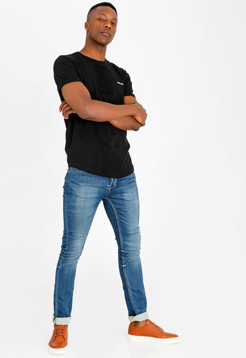 UrbanArt - Strip Crew Neck Top Black