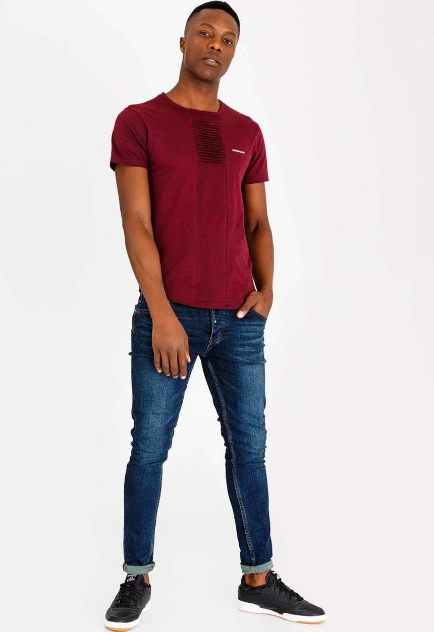 UrbanArt - Strip Crew Neck Top Burgundy
