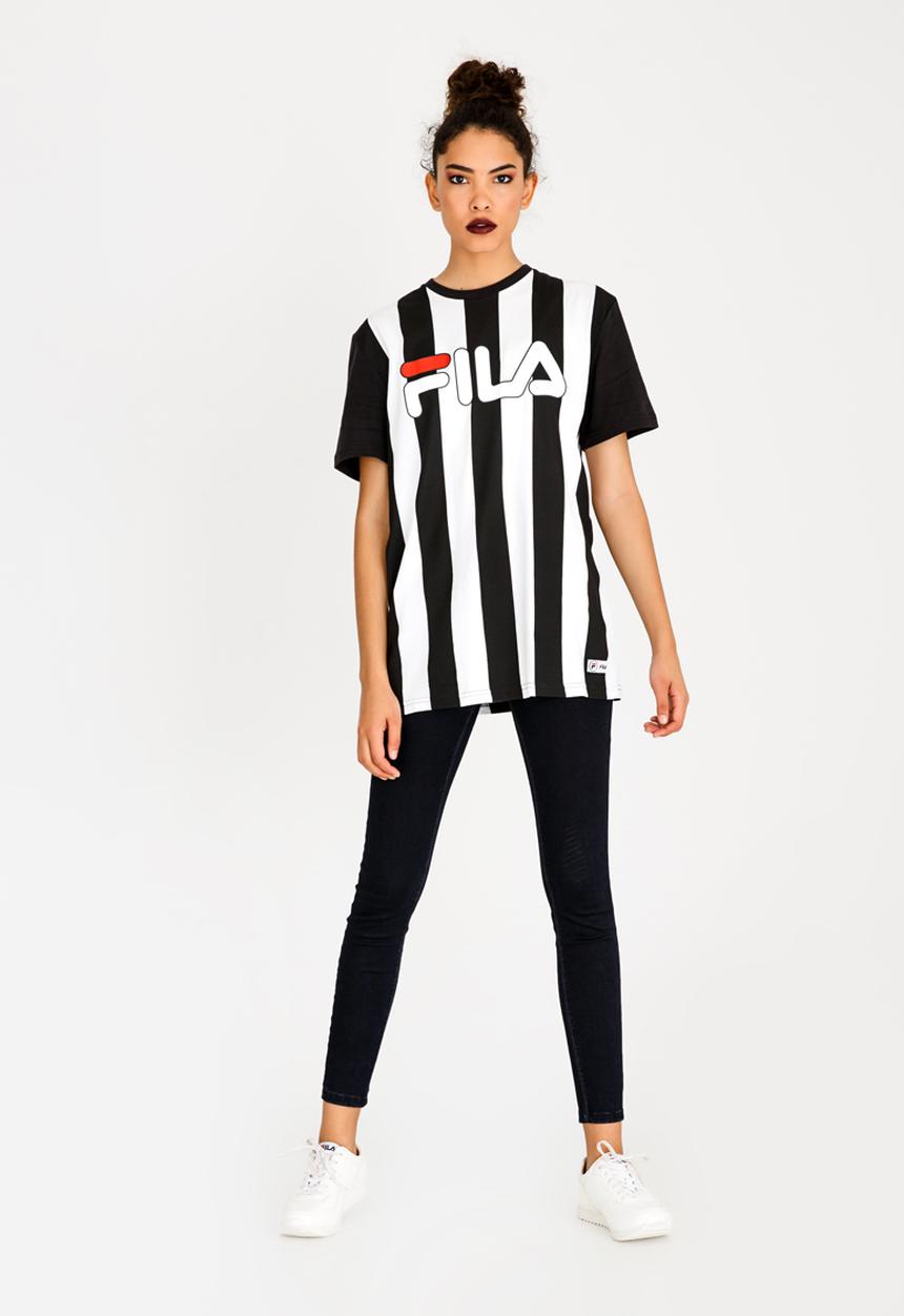 FILA - Curtis Stripe Cotton Tee Black and White