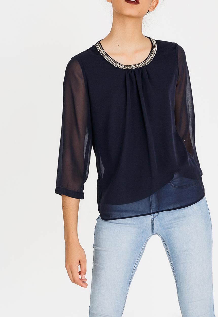 ONLY - Nete Dafne 3/4 Sleeve Top - Midnight