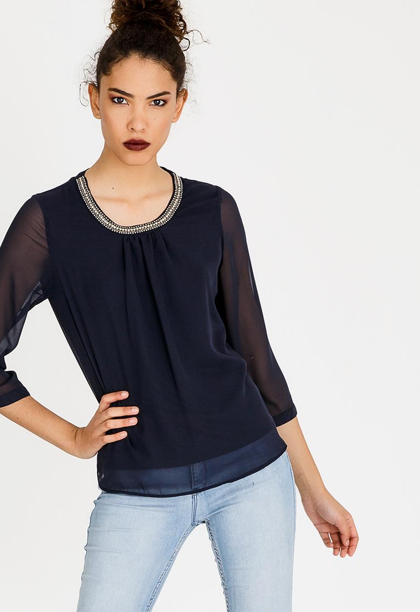 ONLY - Nete Dafne 3/4 Sleeve Top - Midnight