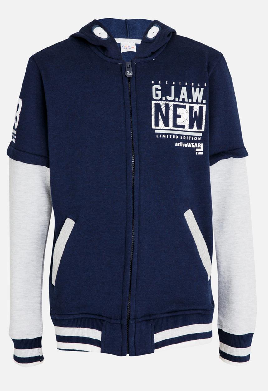 Pop Candy - Printed Zip Through Jacket Navy