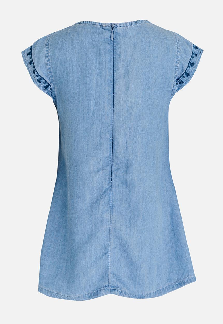 Pop Candy - Embellished Denim Dress Mid Blue