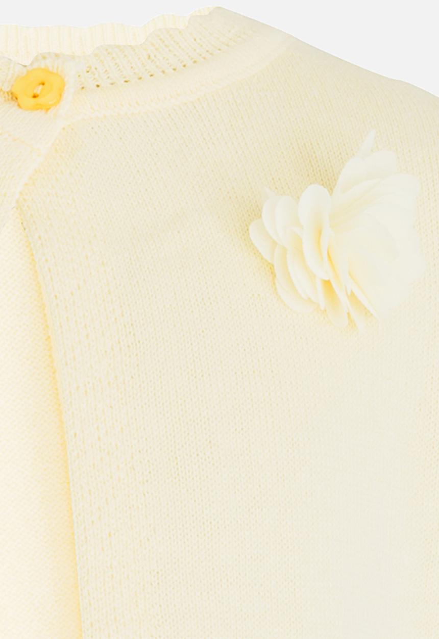 Pop Candy - Cropped Cardigan with Crochet Edging Yellow