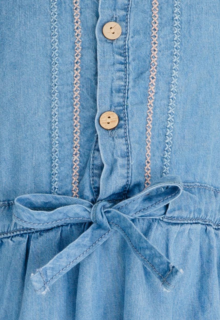 Pop Candy - Denim Front Tie Dress Blue