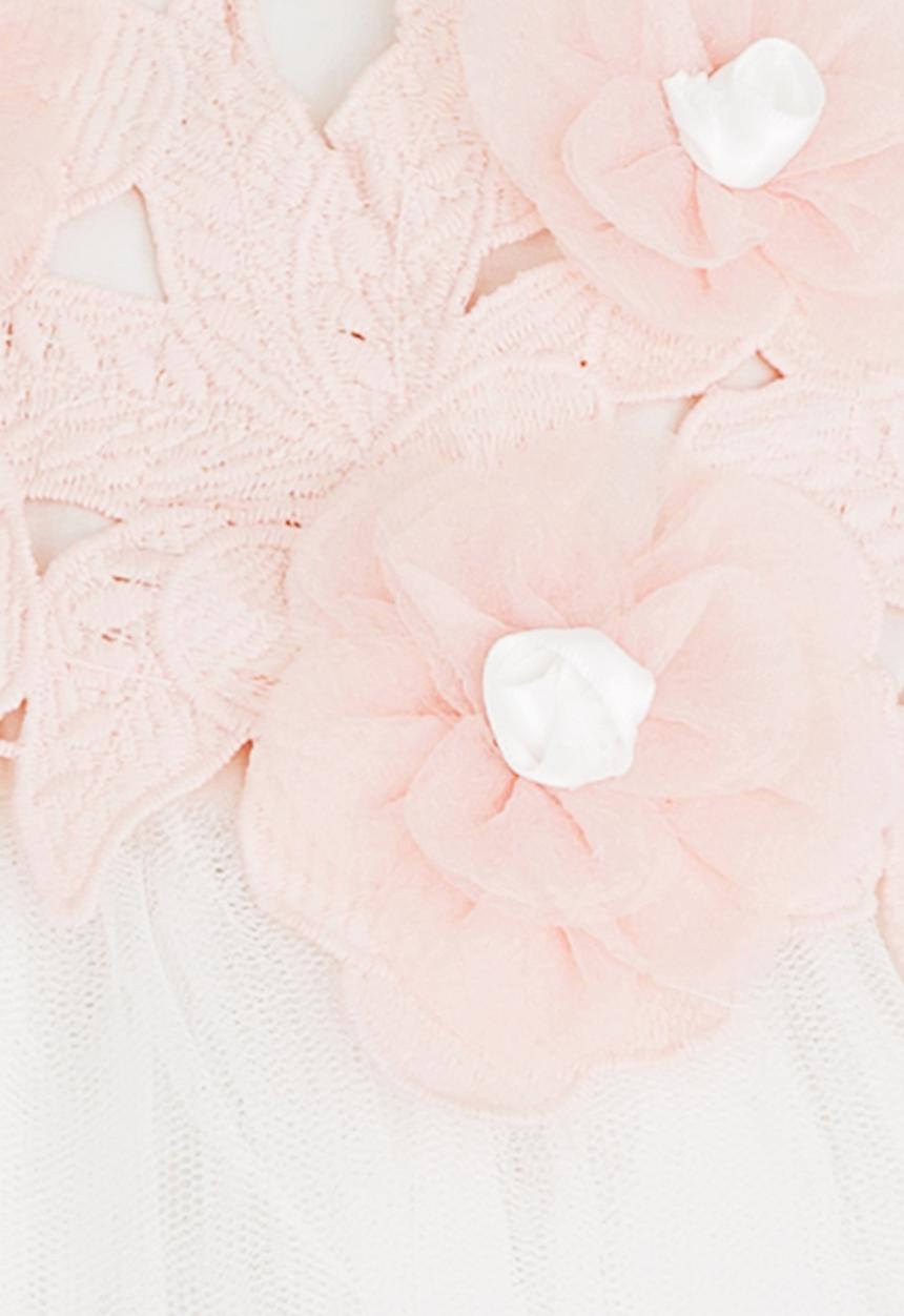 Pop Candy - Tutu Dress with Applique Flowers White