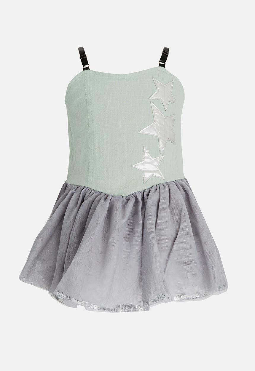 Pop Candy - Colour block tutu dress -  silver